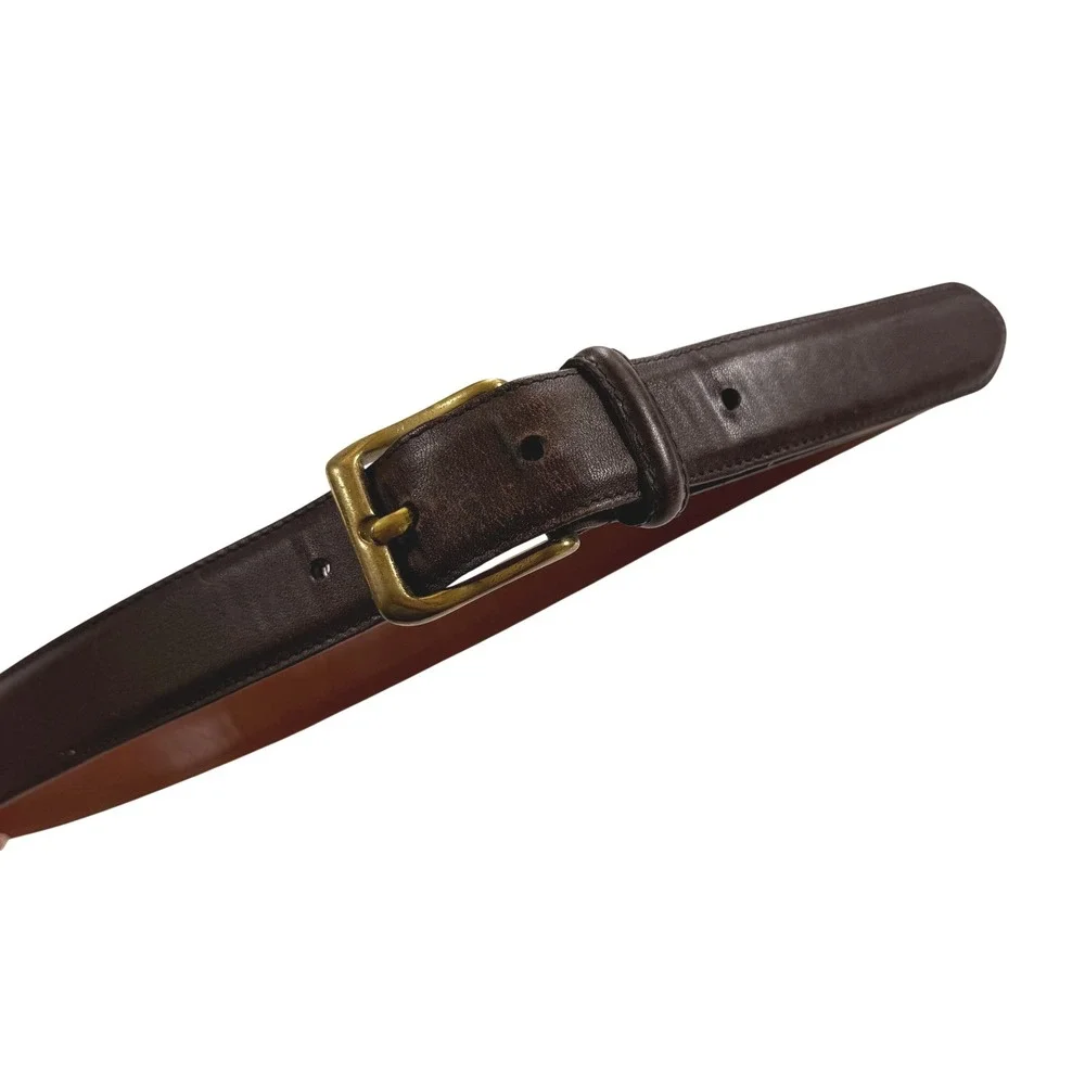 Coach Vintage Mens Brown Burnished Cowhide Leather Belt Solid Brass 9559 Size 38